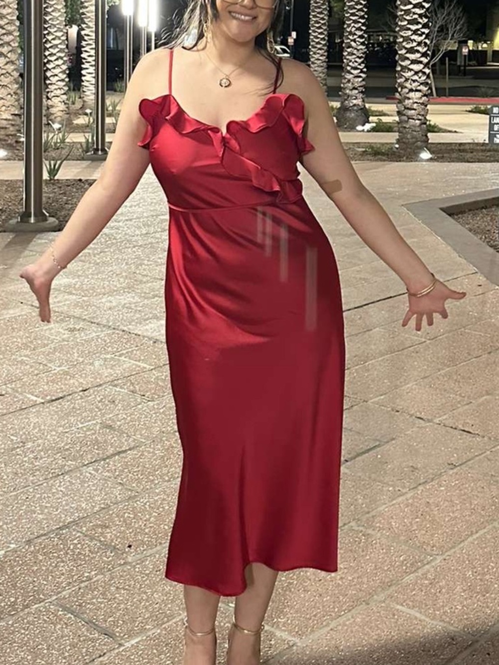 Red satin dress M/L